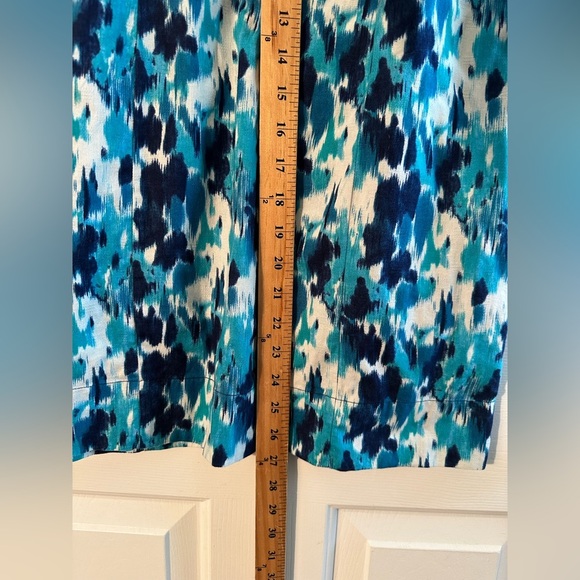FREE PEOPLE Sz 8 Blue Teal White Splatter Ikat Brushstroke Watercolor Mini Dress - Picture 6 of 10